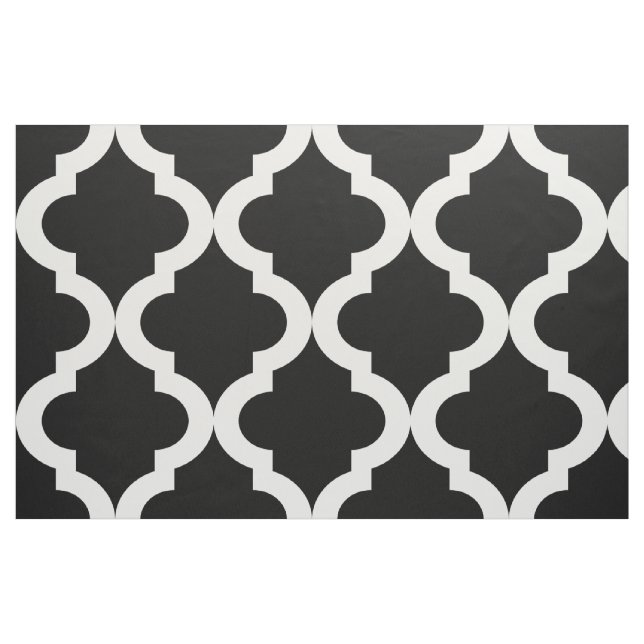 Tecido Impressão preto de Quatrefoil do marroquino (Fat Quarter)