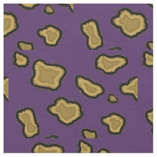 Tecido Impressão roxo e Dourado do leopardo