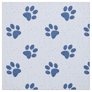 Tecido impressão sparkling da pata do gato - azul