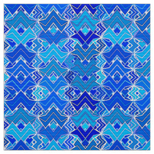 Tecido Impressão tribal do Batik, cobalto e azul Cerulea
