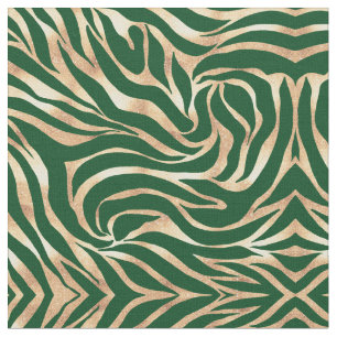 Tecido Impressão Verde Elegante e Dourada de Zebra Zebra