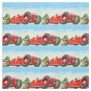 Tecido impressão vermelho do carro de competência 1950