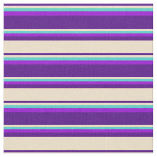 Tecido Indigo, Tan, Turquesa e Stripes Violetas Escuras