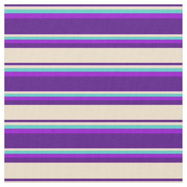 Tecido Indigo, Tan, Turquesa e Stripes Violetas Escuras (Detalhe)
