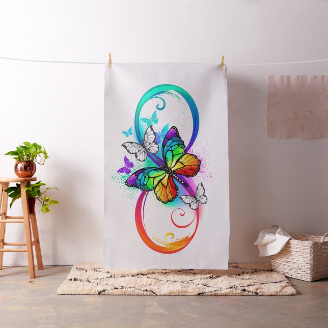 Tecido Infinidade brilhante com borboleta arco-íris (In Situ)