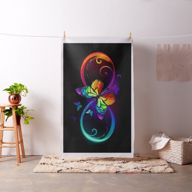 Tecido Infinidade vibrante com borboleta arco-íris a pret (In Situ)