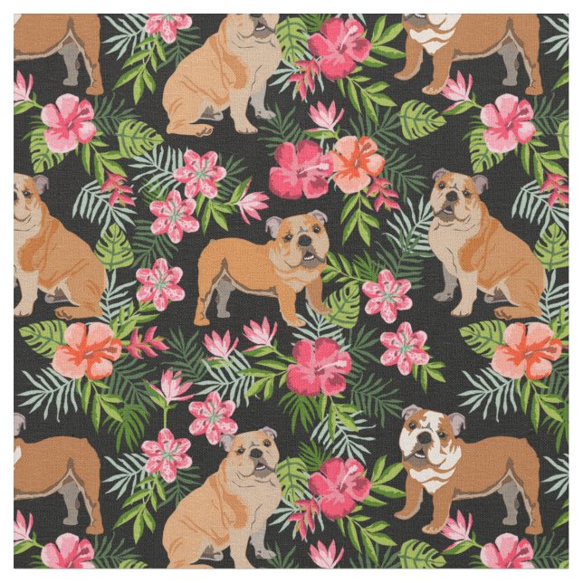 Tecido Inglês Bulldogs impressão tropical (Detalhe)