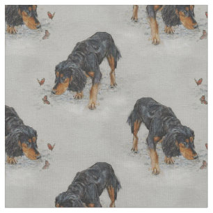 Tecido Inglês cocker spaniel e borboletas art.