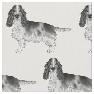 Tecido Inglês Cocker Spaniel Em Padrão Preto E Branco