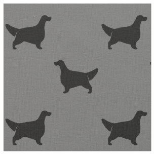 Tecido Inglês Setter Silhouettes Cinza de Padrão e Preto