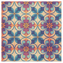 Tecido Inspiração em azulejo estilo talavera florida