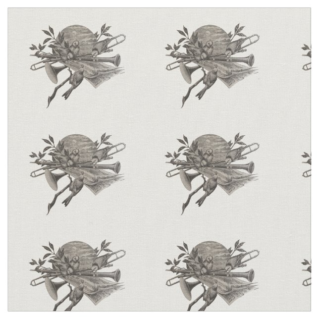 Tecido Instrumentos de banda Vintage Sketch Birds Sheet M (Detalhe)