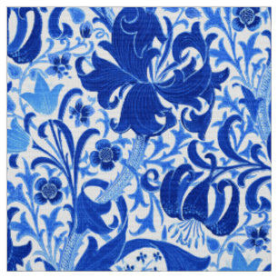 Tecido Íris de William Morris e lírio, azul cobalto