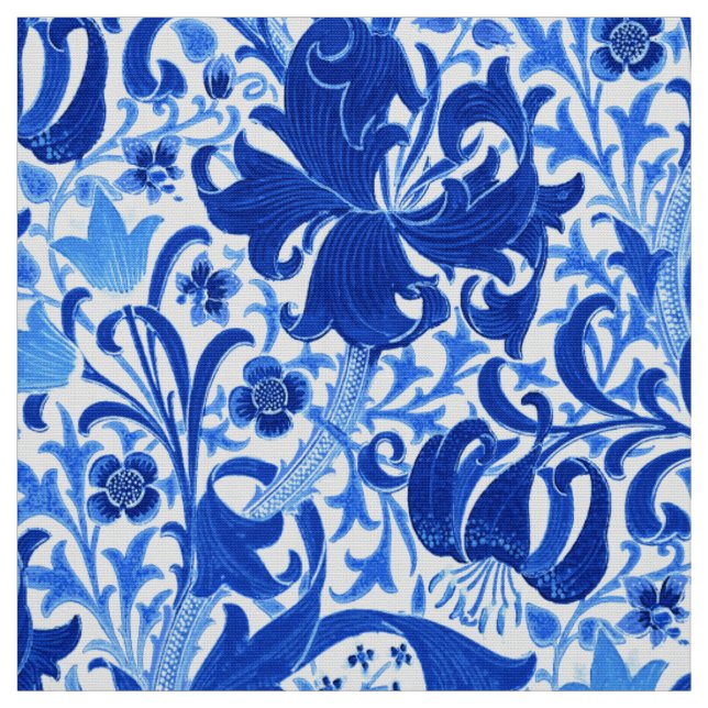 Tecido Íris de William Morris e lírio, azul cobalto (Modelo)