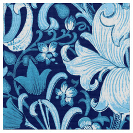 Tecido Íris de William Morris e lírio, azul de índigo