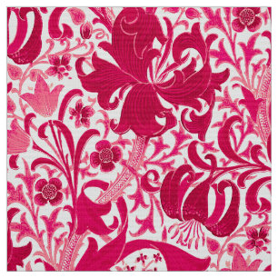 Tecido Íris de William Morris e lírio, rosa do fúcsia