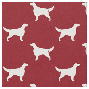 Tecido Irish Setter Dog Silhuettes Padrão Vermelho e Bra