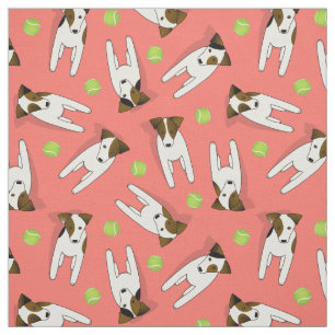 Tecido Jack Russell cachorros com tênis coral QUALQUER co