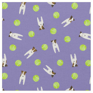 Tecido Jack Russell Terrier persegue bolas de tênis de w