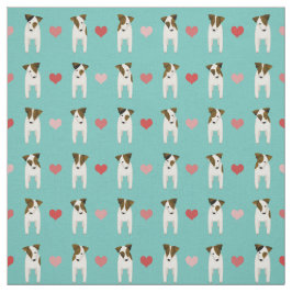 Tecido Jack Russell Terriers corações iluminam qualquer c