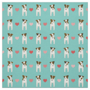 Tecido Jack Russell Terriers corações iluminam qualquer c