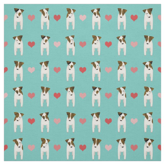 Tecido Jack Russell Terriers corações iluminam qualquer c (Modelo)