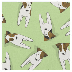 Tecido Jack Russell Terriers, padrão menta ou QUALQUER co