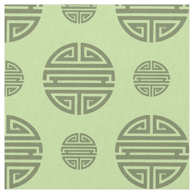 Tecido Jade Verde Caractere Chinês Shou Longevidade (Detalhe)
