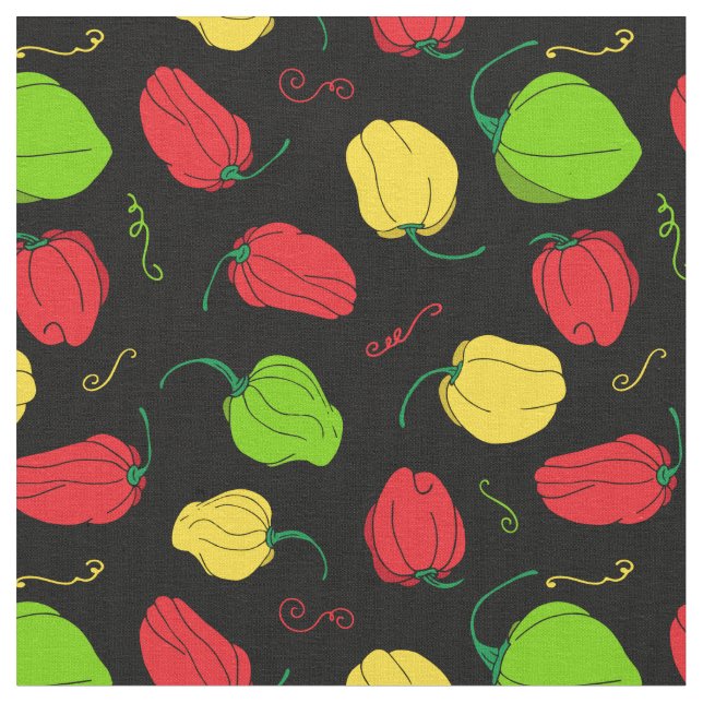 Tecido Jamaican Scotch Bonnet Chili Pattern (Detalhe)