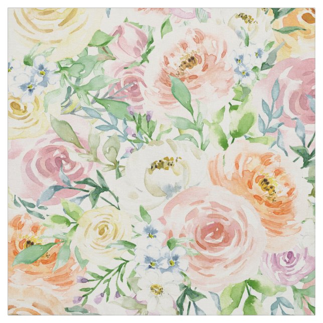 Tecido Jardim das Flores Rosa de Pastel (Modelo)