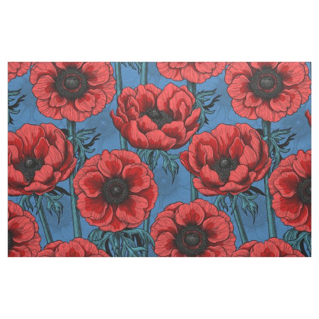 Tecido Jardim de anêmona vermelho (Fat Quarter)