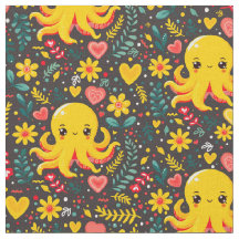 Jardim do Mar Floral de Kawaii Octopus