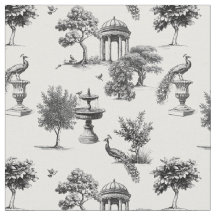 Jardim exótico de aves de pavão Toile de jouy