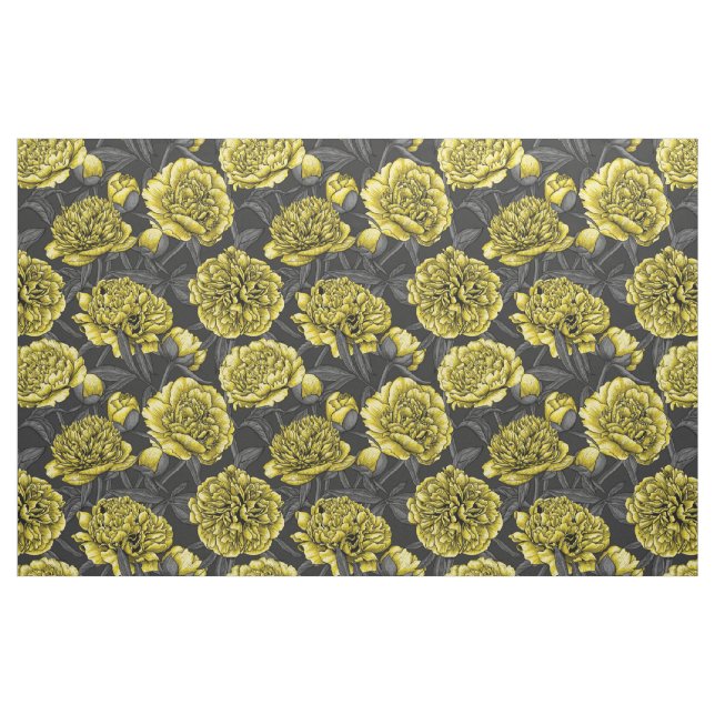 Tecido Jardim noturno de pedras em amarelo e cinza (Fat Quarter)