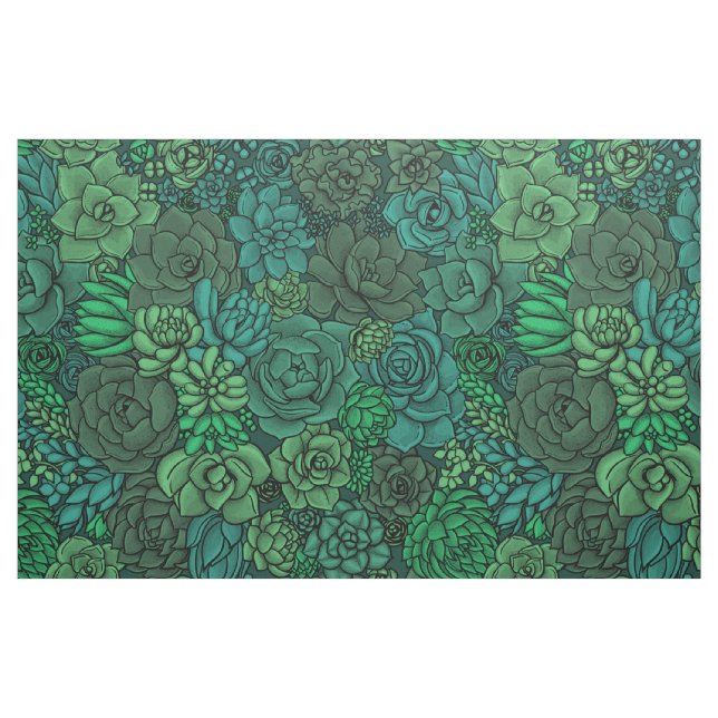 Tecido Jardim suculento em verde (Fat Quarter)