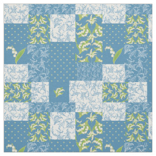 Tecido Jasmim-do-vale Floral Falso Remendo Azul
