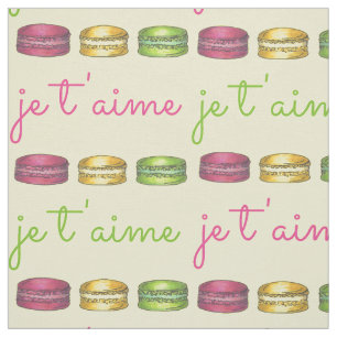 Tecido Je T'aime I Te Amo França Macaron Paery Francês