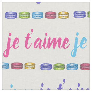 Tecido Je T'aime I Te Amo França Macaron Paery Francês