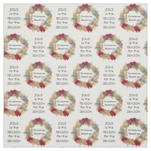 Tecido JESUS RAASON SEASON   Festivo   Wreath Natal
