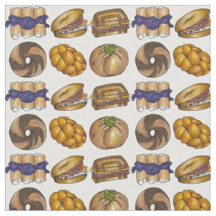 Tecido Jewish Deli Comida Bagel Knish Challah Blintz Pick