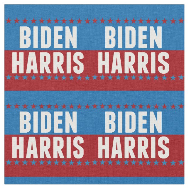 Tecido Joe Biden Kamala Harris Estrelas Vermelhas Azuis (Detalhe)