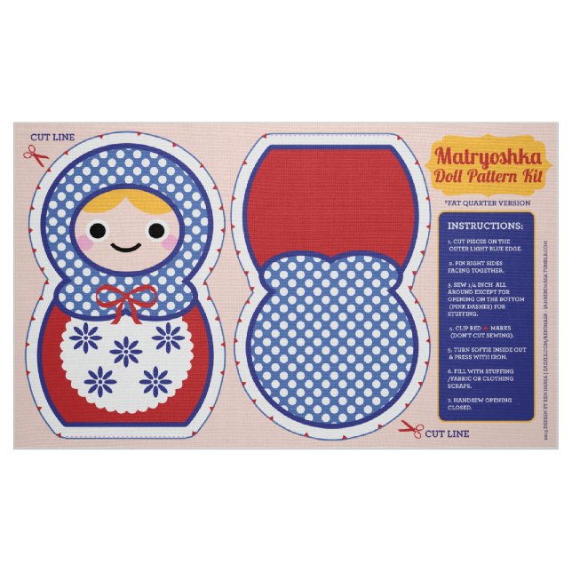 Tecido Jogo do teste padrão da boneca de Matryoshka (Fat Quarter)