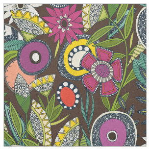 Tecido joie floral espresso