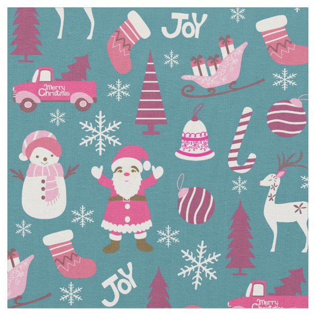 Tecido Joy Christmas Turquoise (Detalhe)