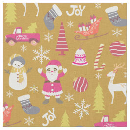 Tecido Joy Natal Dourado