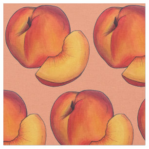Tecido Juicy Ripe Summer Peach Peaches Fruta de pedra