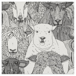 Tecido just sheep black white