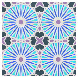 Tecido Kaleidoscope Roda Padrão P Azul Roxo Branco