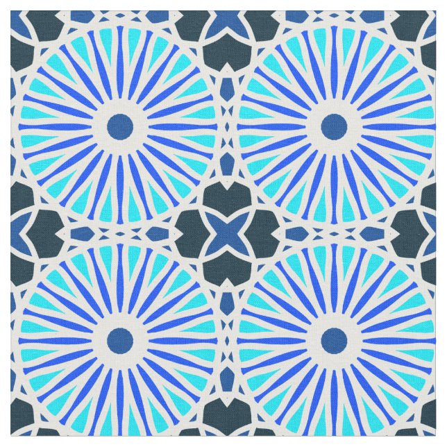 Tecido Kaleidoscope Roda Padrão P Marinho Azul Branco (Detalhe)