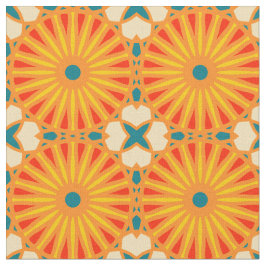 Tecido Kaleidoscope Roda Padrão P Teal Red Yellow